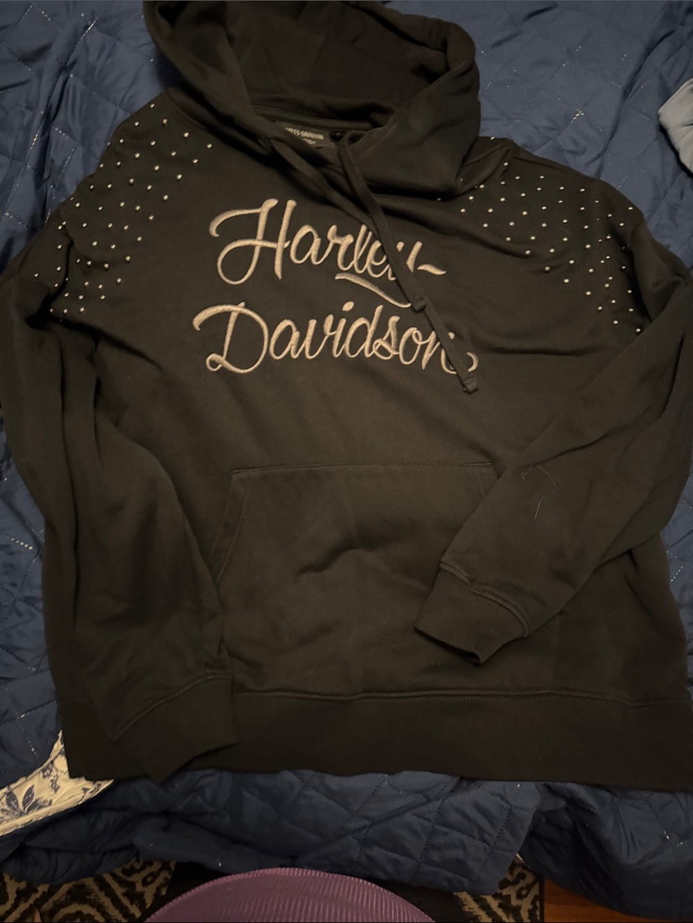 Harley-Davidson Black Hoodie with Stud Accents